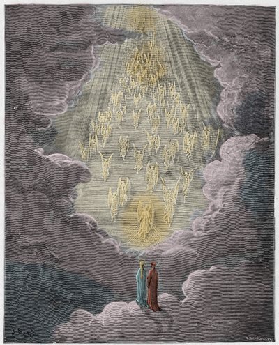 Paradiso, Canto 21: Beatrice e Dante nella sfera di Saturno (illustrazione dalla Divina Commedia di Dante Alighieri, 1885) da Gustave after Dore